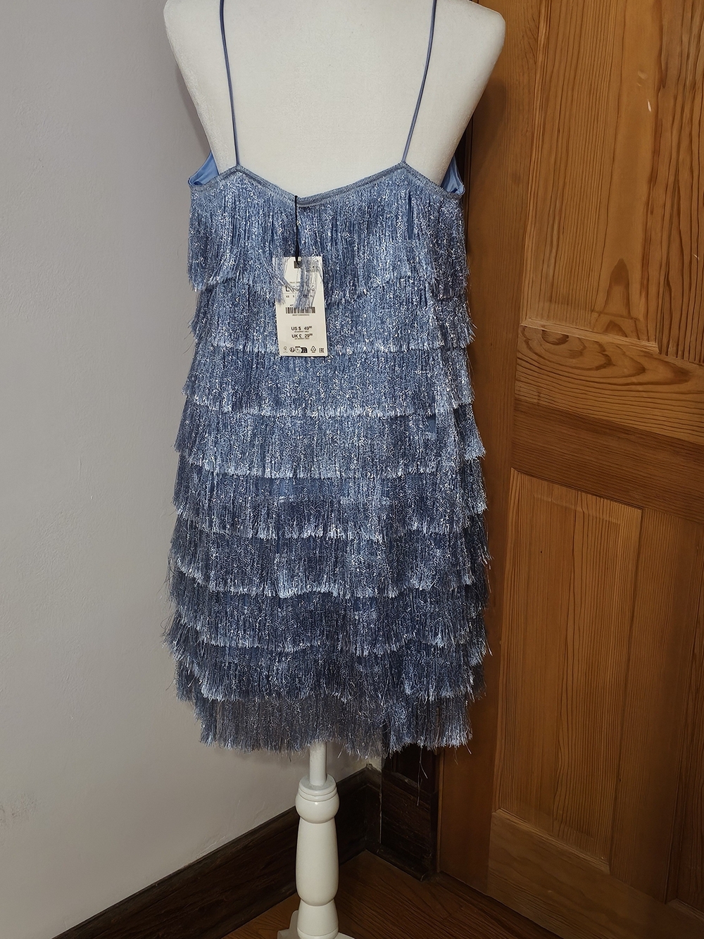 NWT Zara Fringe Blue Dress - Picture 2 of 5